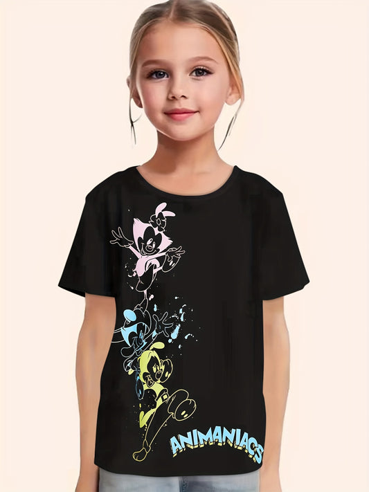 Girls Cartoon Graphic Short Sleeve T-shirt - Summer Gift