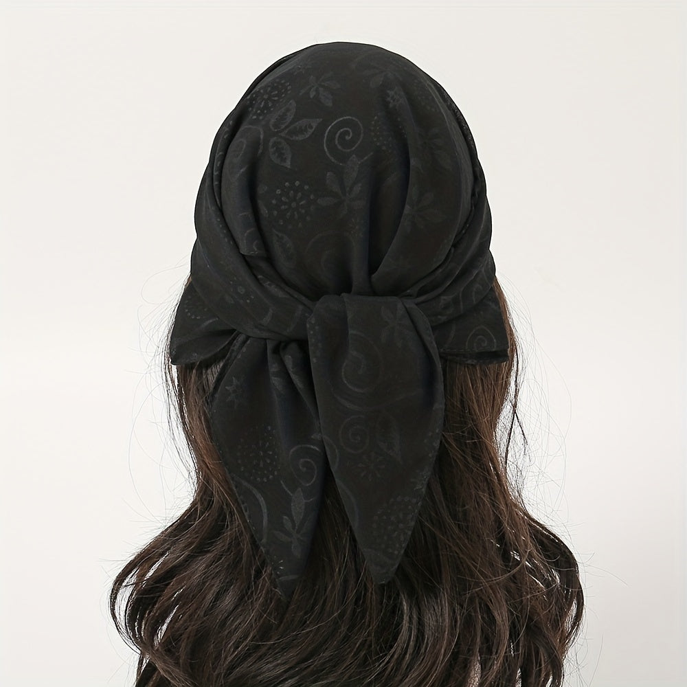 Embossed Chiffon Square Scarf Solid Bandana Head Wrap Neckerchief
