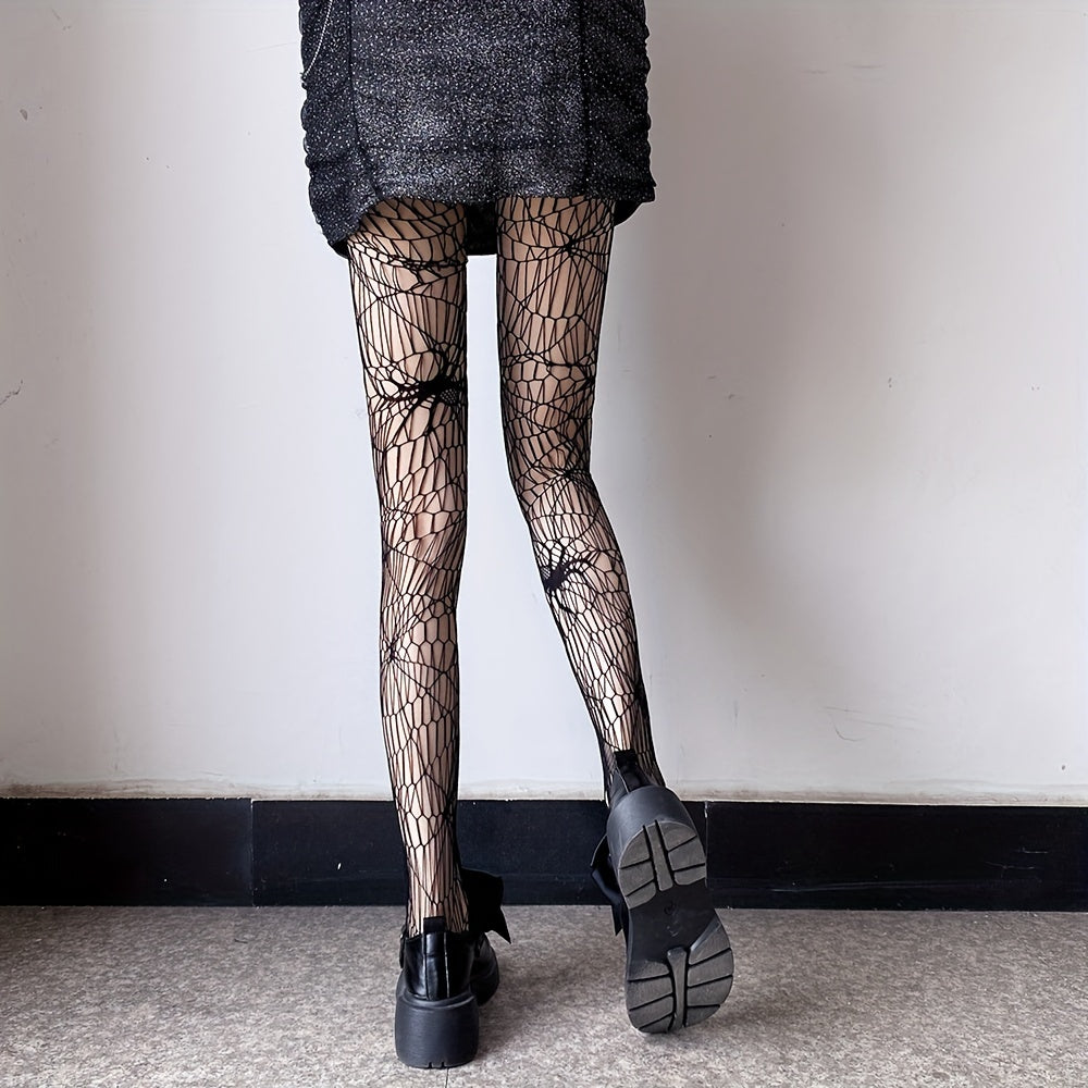 Halloween Spider Pattern Fishnet Tights High Waist Mesh Pantyhose