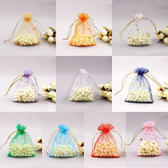 100pcs Sheer Moon Star Organza Gift Bag Mix Organza Favor Bags Gift Pouch