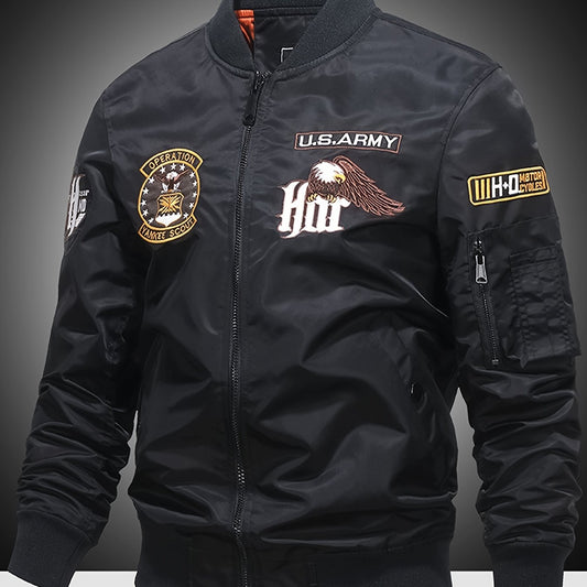 Embroidered Men's Slim Fit Sports Jacket Spring Autumn Windproof Motorcycle
