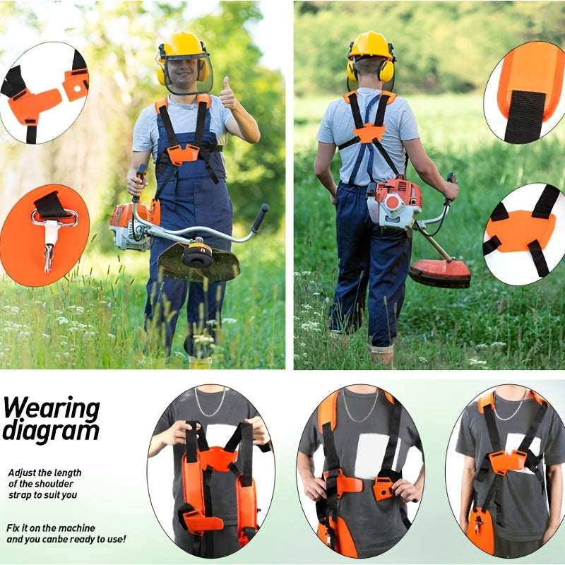 Adjustable Double Shoulder Mower Nylon Belt, Orange