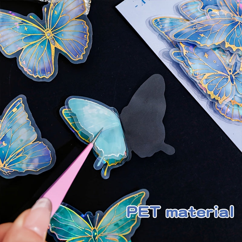 20pcs Butterfly Stickers Self Adhesive Golden Foil for Journals Laptop