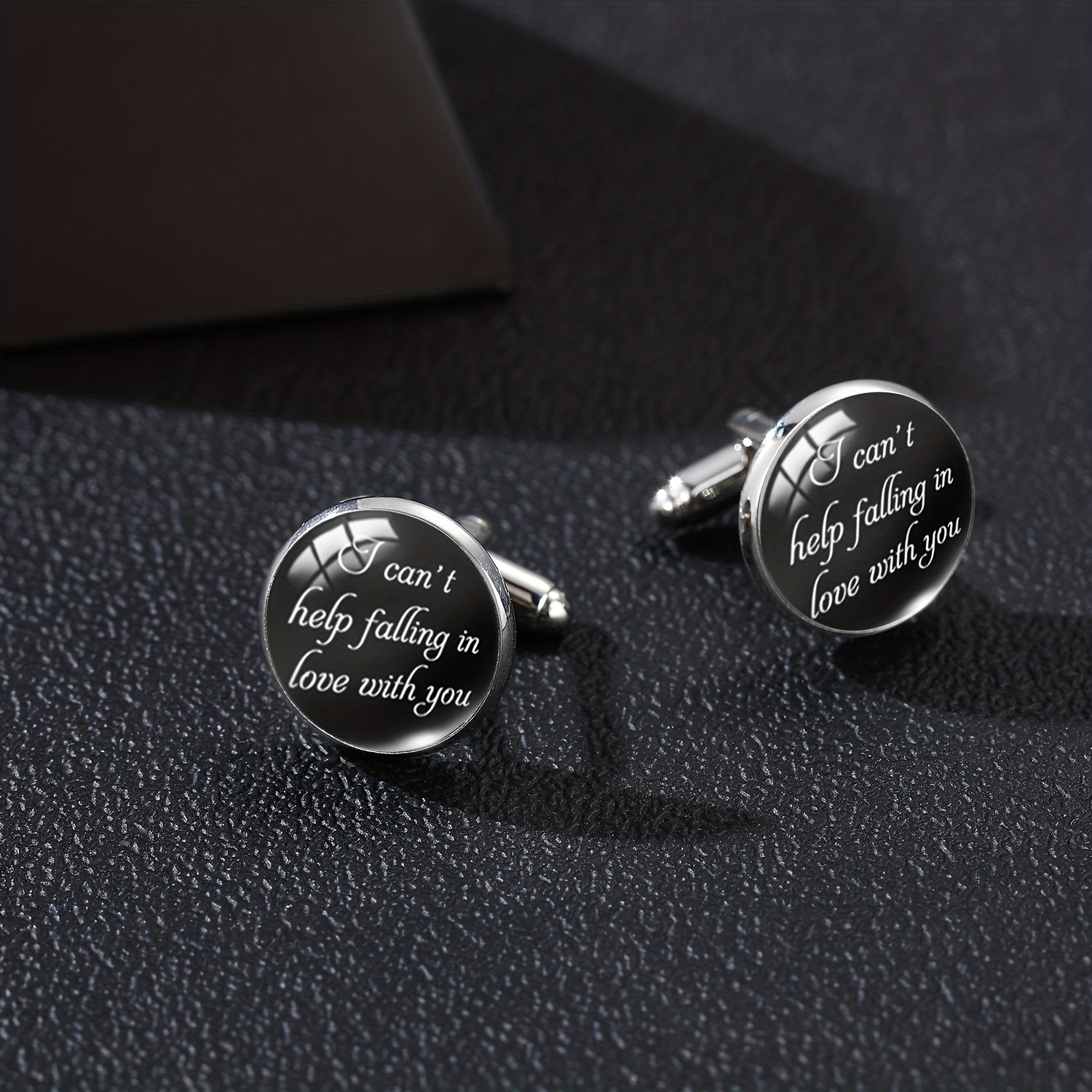Personalized I Love You More & Can't Help Falling In Love Cufflinks