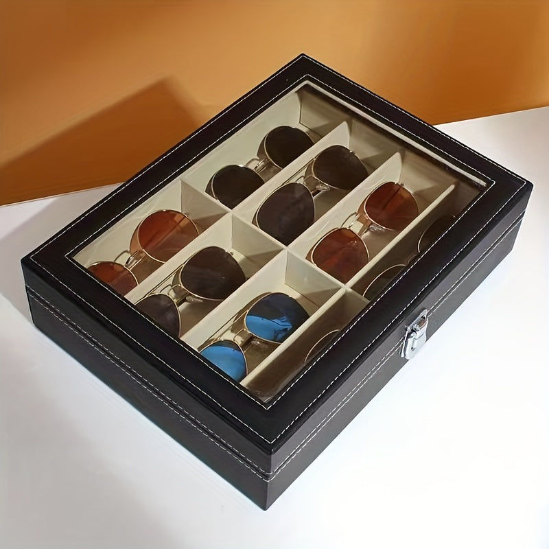 8 Slots Sunglasses Organizer PU Leather Eyewear Display Case