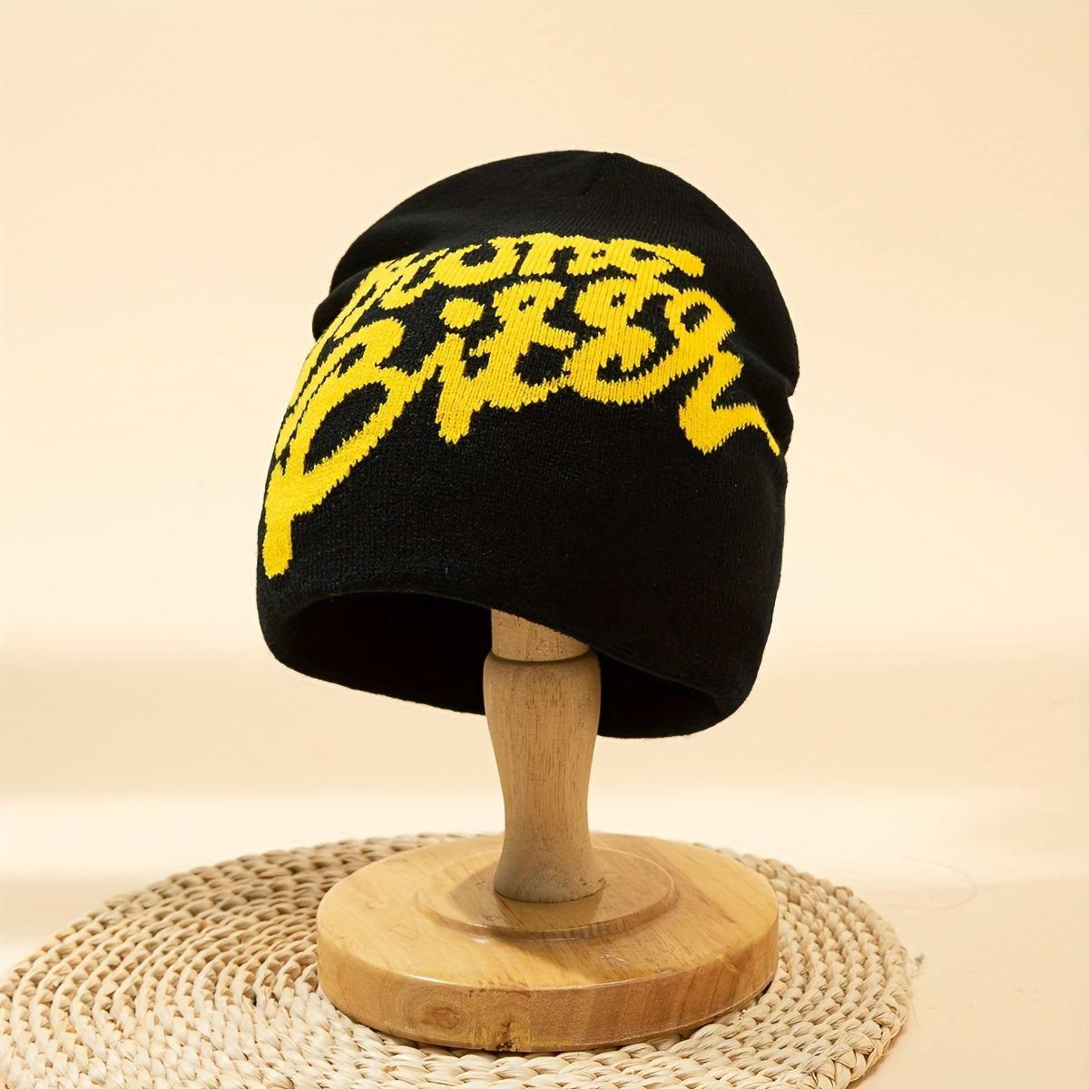 Y2K Letter Jacquard Beanie Elastic Hip Hop Knit Hat