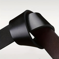 Zodiac Leather Belt with Symmetrical Buckle for Men