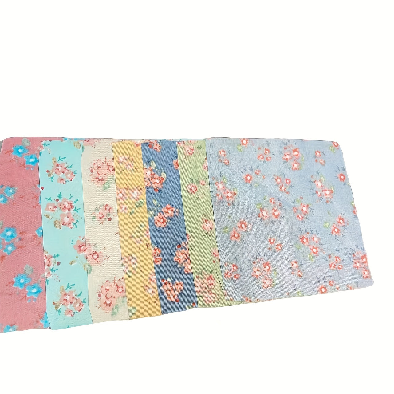 50 Random Patterned Polyester Fabric Flowers Precut for Sewing Quilting Crafting