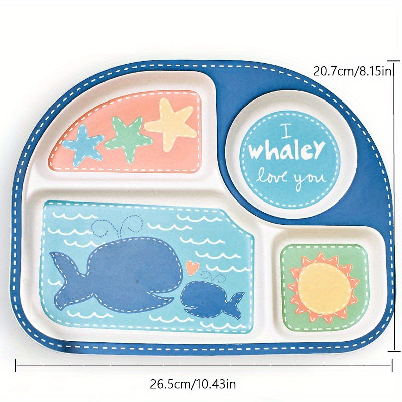Cartoon Bamboo Fiber Animal Printed Dinner Plate Feeding Pan Tableware
