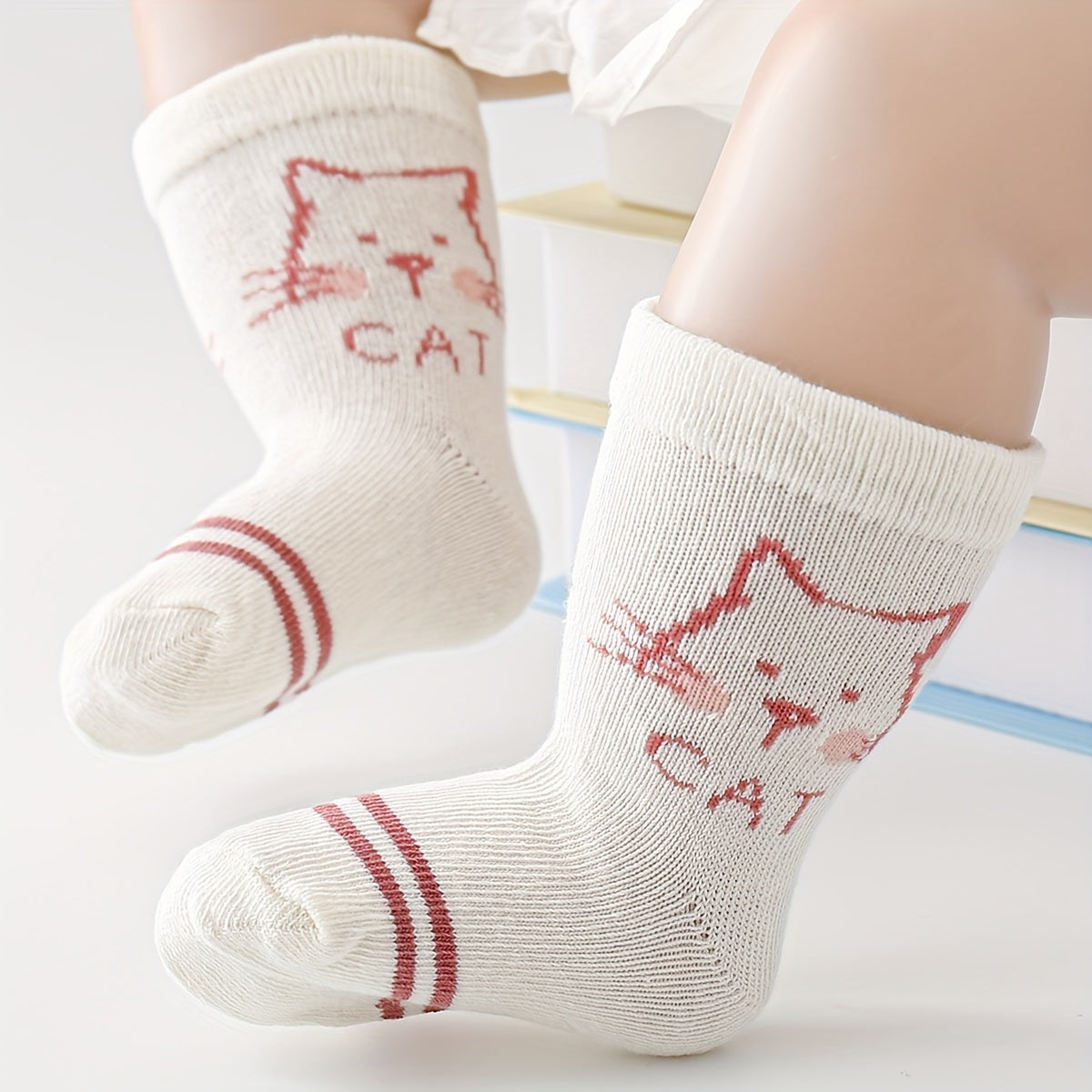 Cat Footprint Striped Tube Socks - Boys and Girls Accessories