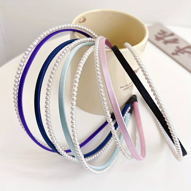 Double Layer Faux Pearl Hair Hoop for Face Washing and Yoga