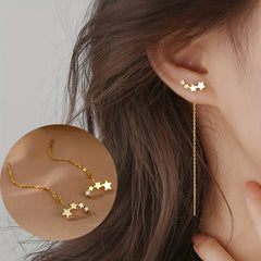 Long Chain Tassel Star Earrings Copper Zircon Jewelry Gift