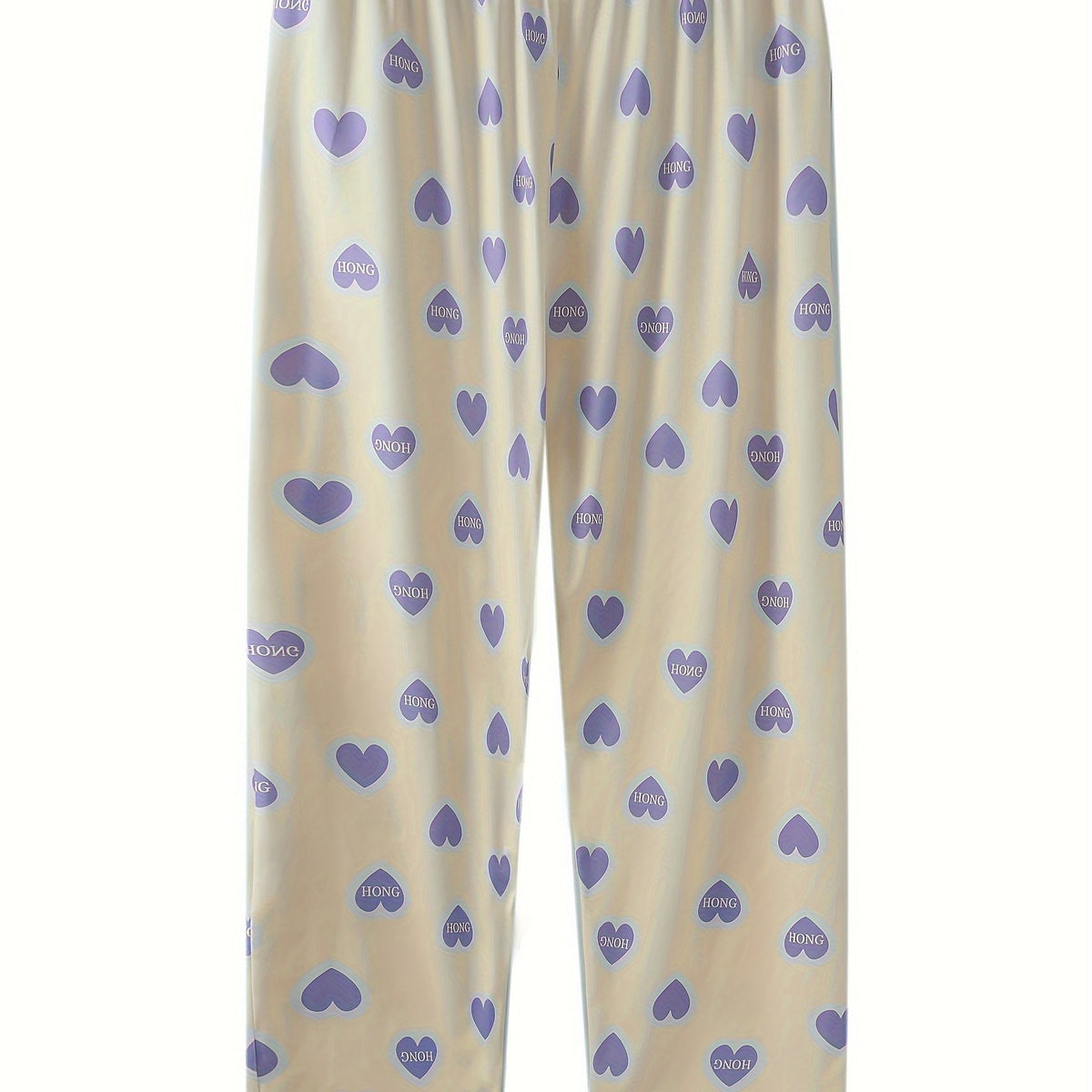  Letter & Heart Print Loungewear Pants
