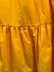  Solid Square Neck Ruffle Trim Dress