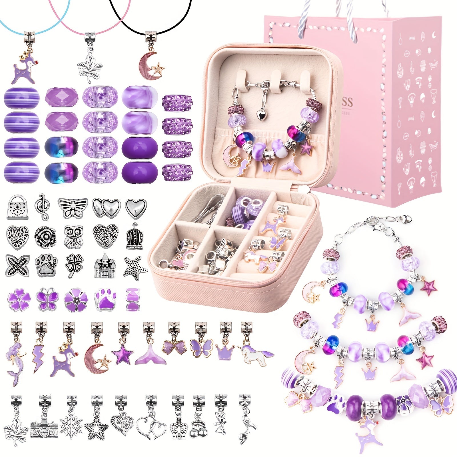 Mermaid Charm Bracelet Making Kit for Girls DIY Beaded Jewelry Making