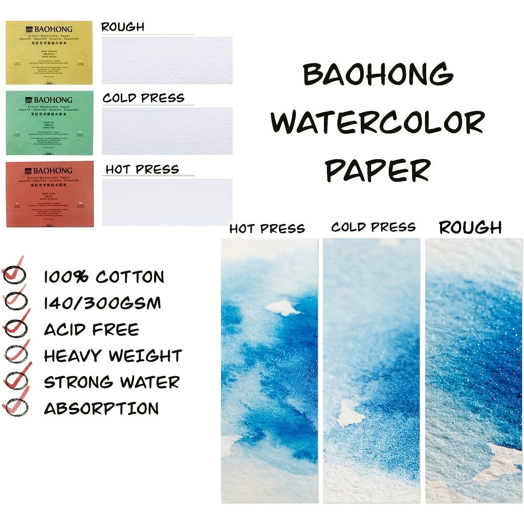 140LB Watercolor Paper Block, 20 Sheets, 300GSM
