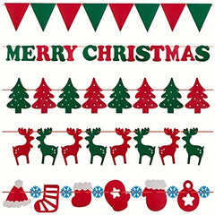 8pcs Christmas Banner Set Red Green Felt Garland Indoor Outdoor Holiday Decor