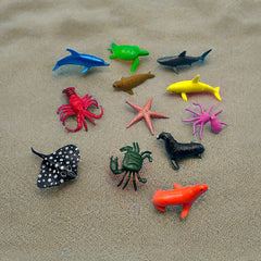 12pc PVC Sea Animal Toys Set Realistic Ocean Figures Bathtime Learning Fun