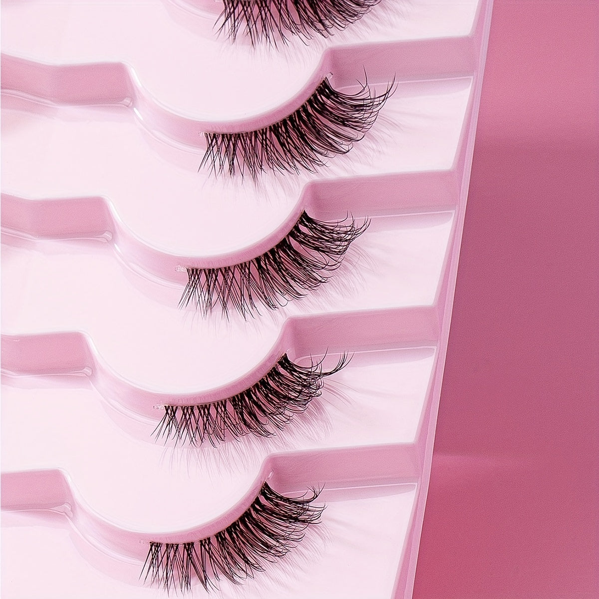 7 Pairs Fluffy Half Eye Lashes Faux Mink Extensions Transparent Stems