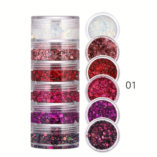 Iridescent Body Glitter Flakes Adhesive for Hair Makeup Nails - Carnival Party H