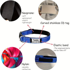 Reflective Dog Collars with Engraved Name Plate