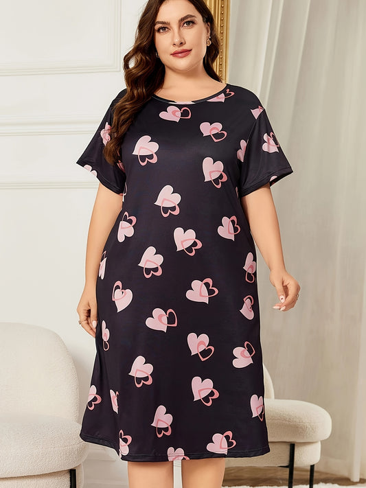  Lounge Dress Women's Plus Heart Print Cooling