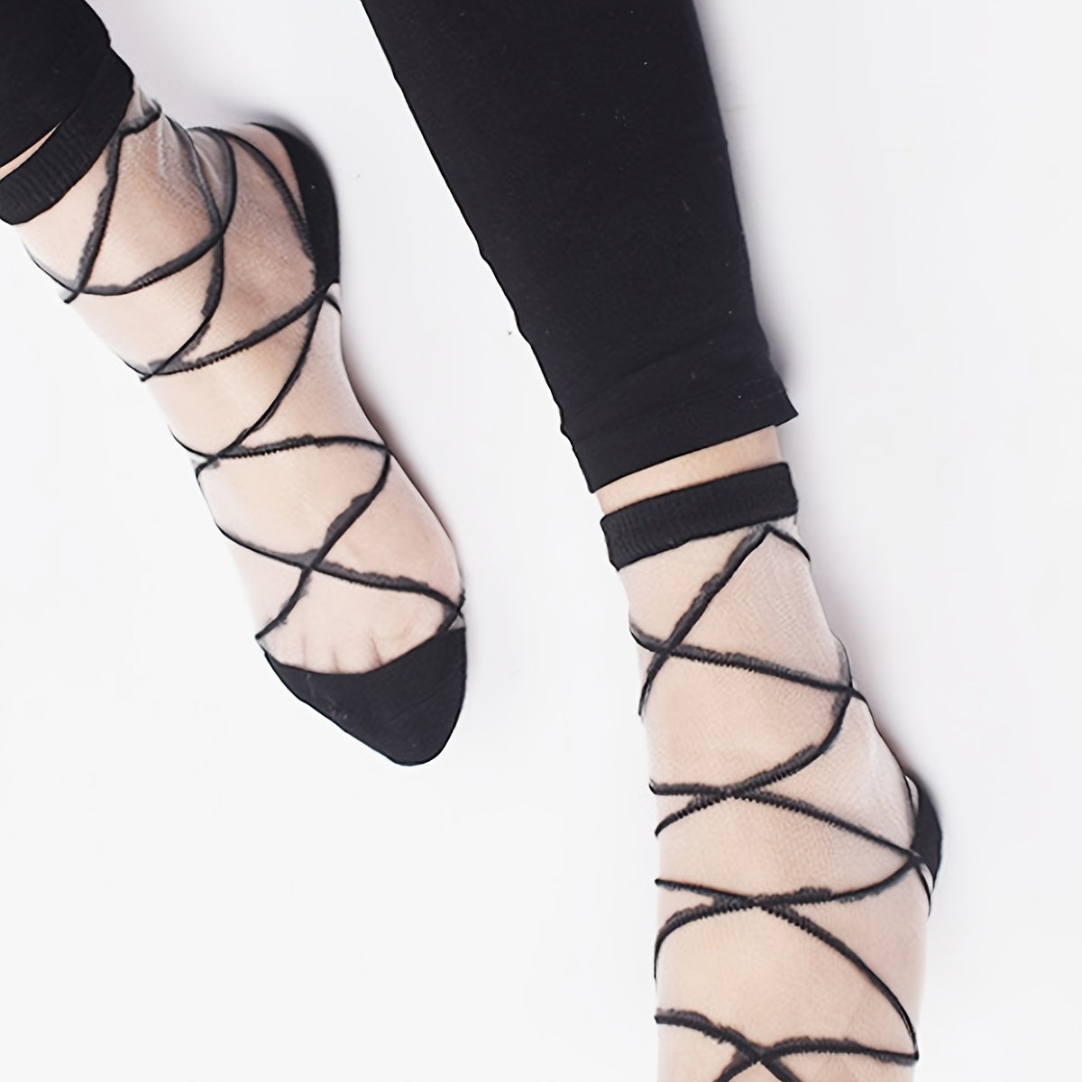 5 Pairs Lace Crew Socks & Comfortable Mesh Stockings Women's Socks