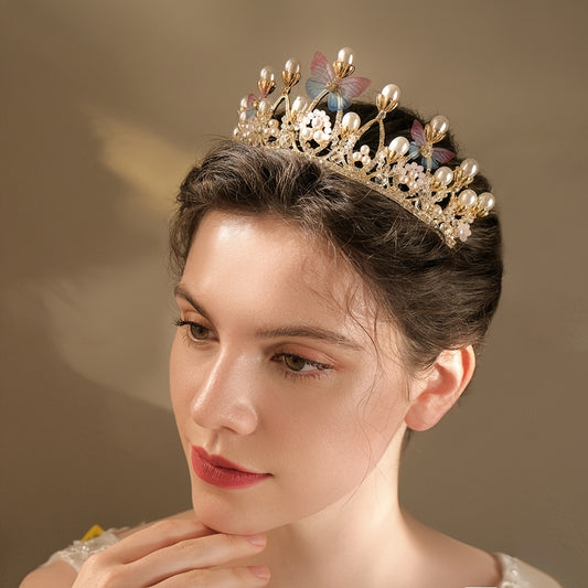 Butterfly Tiara Crown for Women Girls Princess Crown with Rhinestone