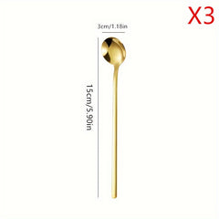3pcs Stainless Steel Dessert Spoon Modern Stirring Spoon Reusable