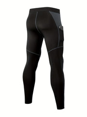 Men's High Stretch Tight Long Compression Pants With Side Pocket
