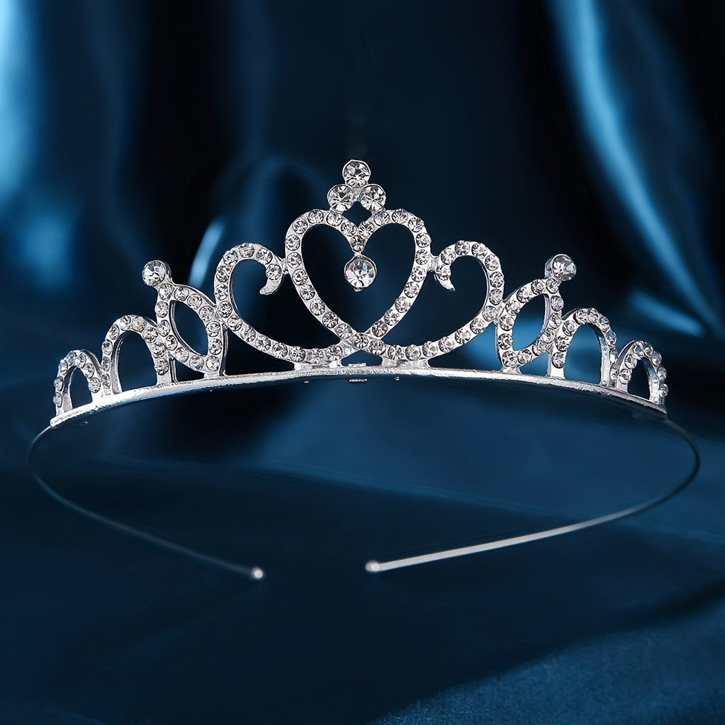 Silver Rhinestone Hair Band Queen Style Headpiece Crown Tiara