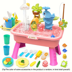 Summer Water Play Fishing Toy Set with Tableware Accessories Beach Toy