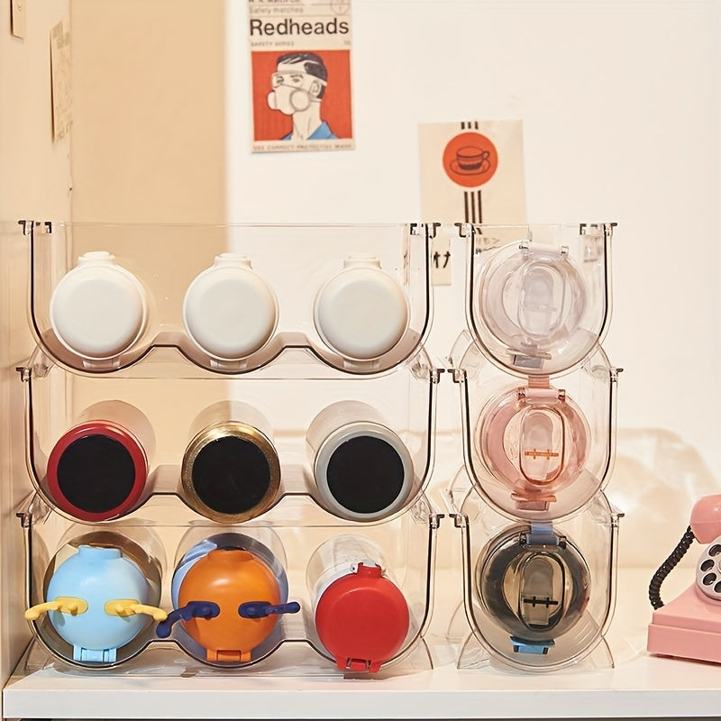 1pc Stackable Mug Organizer Clear Sports Bottle Rack