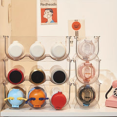 1pc Stackable Mug Organizer Clear Sports Bottle Rack