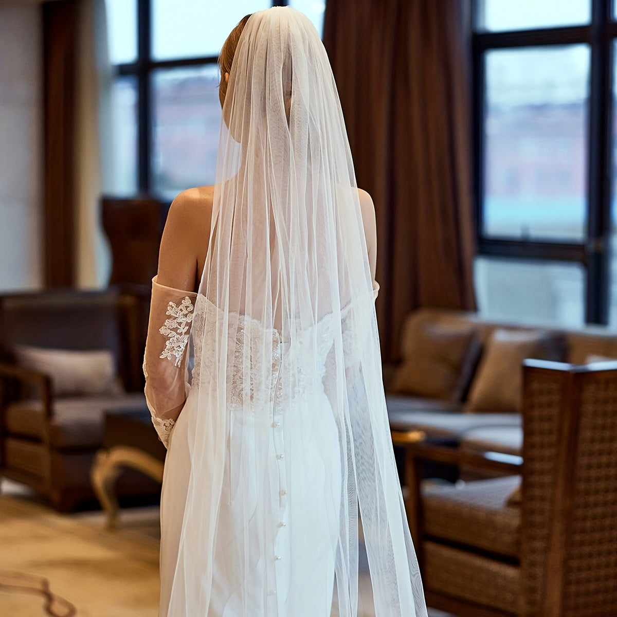 Baroque Cathedral Wedding Veil with Comb