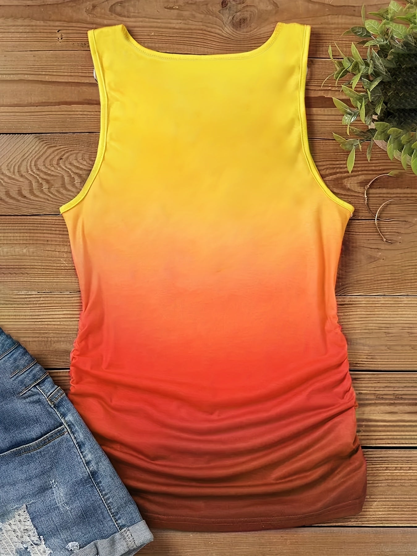 Gradient Cowl Neck Tank Top Casual Sleeveless Top For Summer
