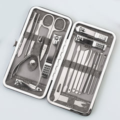 19 pcs Professional Stainless Steel Manicure Pedicure Set Nail Clippers Cutters