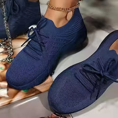 Women's Lightweight Mesh Sneakers Low Top Lace Up Casual Shoes