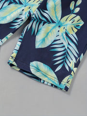 Boys Tropical Leaf & STAND OUT Graphic Print T-shirt & Shorts Set