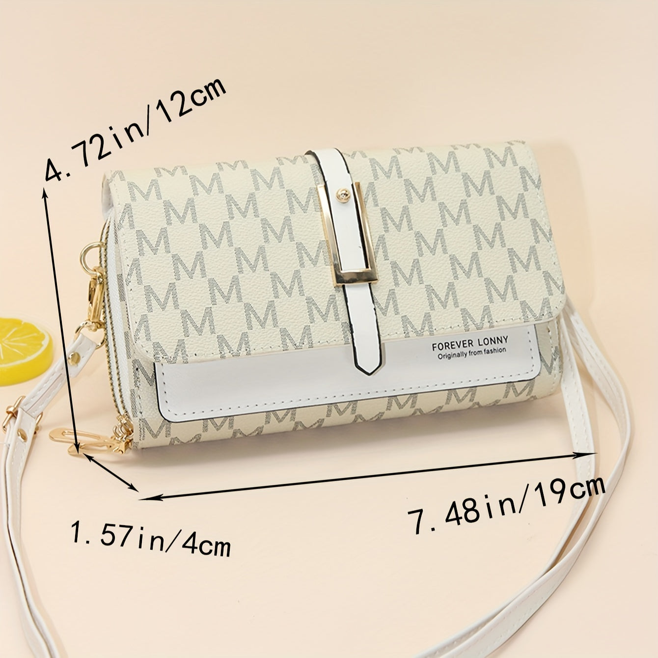 Letter Print Crossbody Bag Double Zipper Wallet Mobile Coin Purse