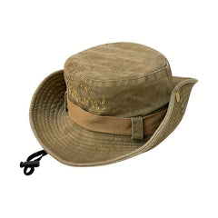 Vintage Embroidery Bucket Hat Distressed Western Cowboy Boonie Hats Men Women