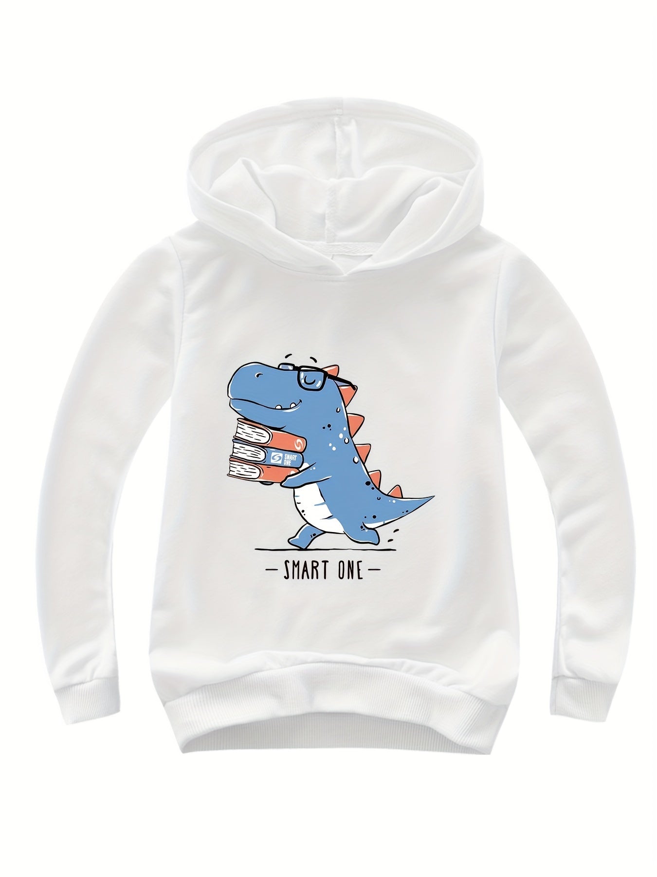 Girls Dino Graphic Hooded Pullover for Spring Fall