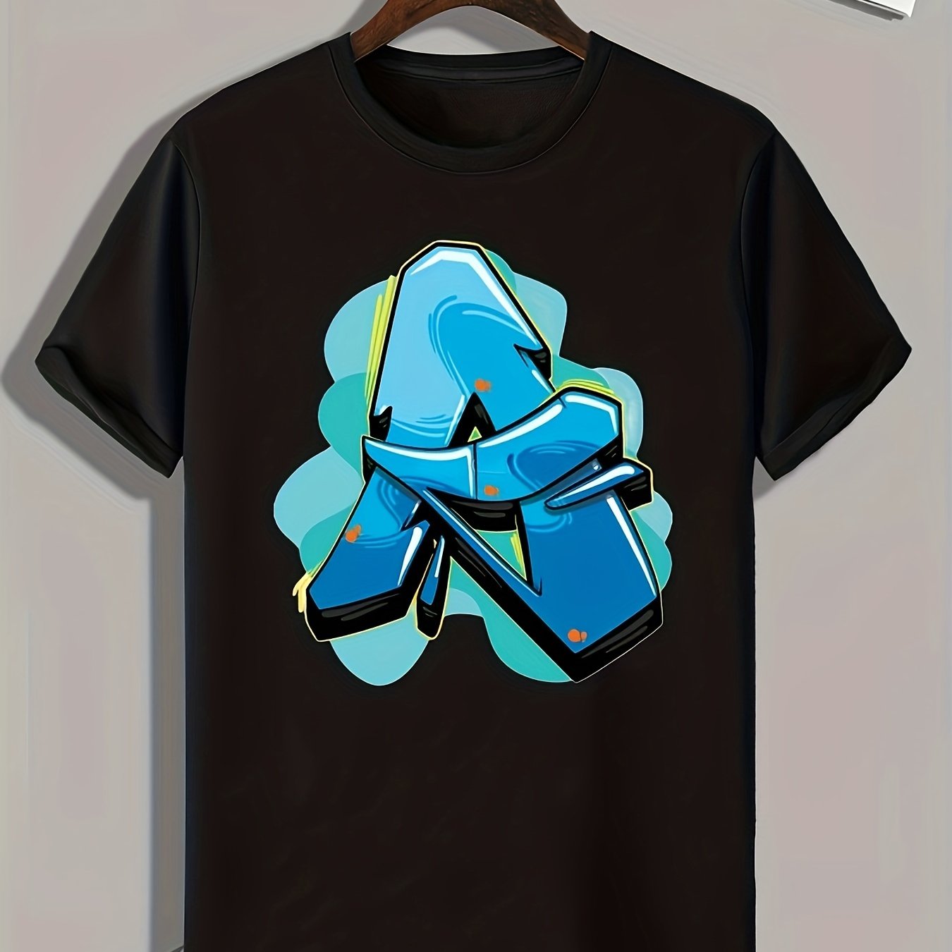 Abstract Letter A Print Men's Graphic T shirt Casual Comfy Tees Summer