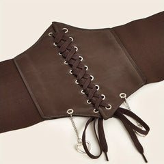 Heart Pendant Lace Up Belt Punk Bowknot Corset Belt Women Elastic