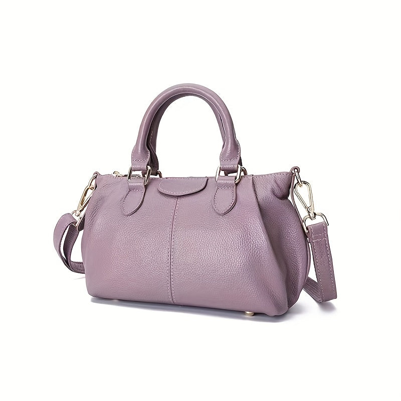 Leather Boston Bag Crossbody Bag With Adjustable Strap