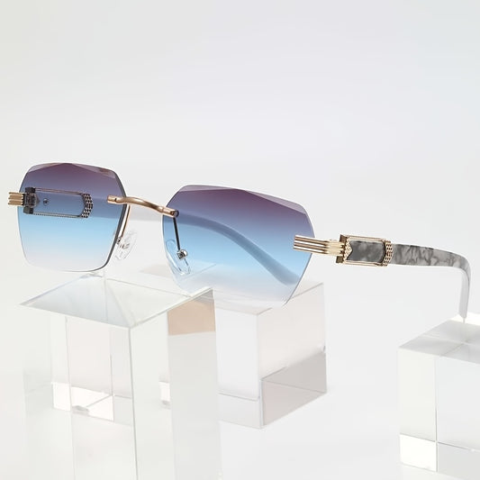 Rectangle Frameless Vintage Rimless Sunglasses for Women Men
