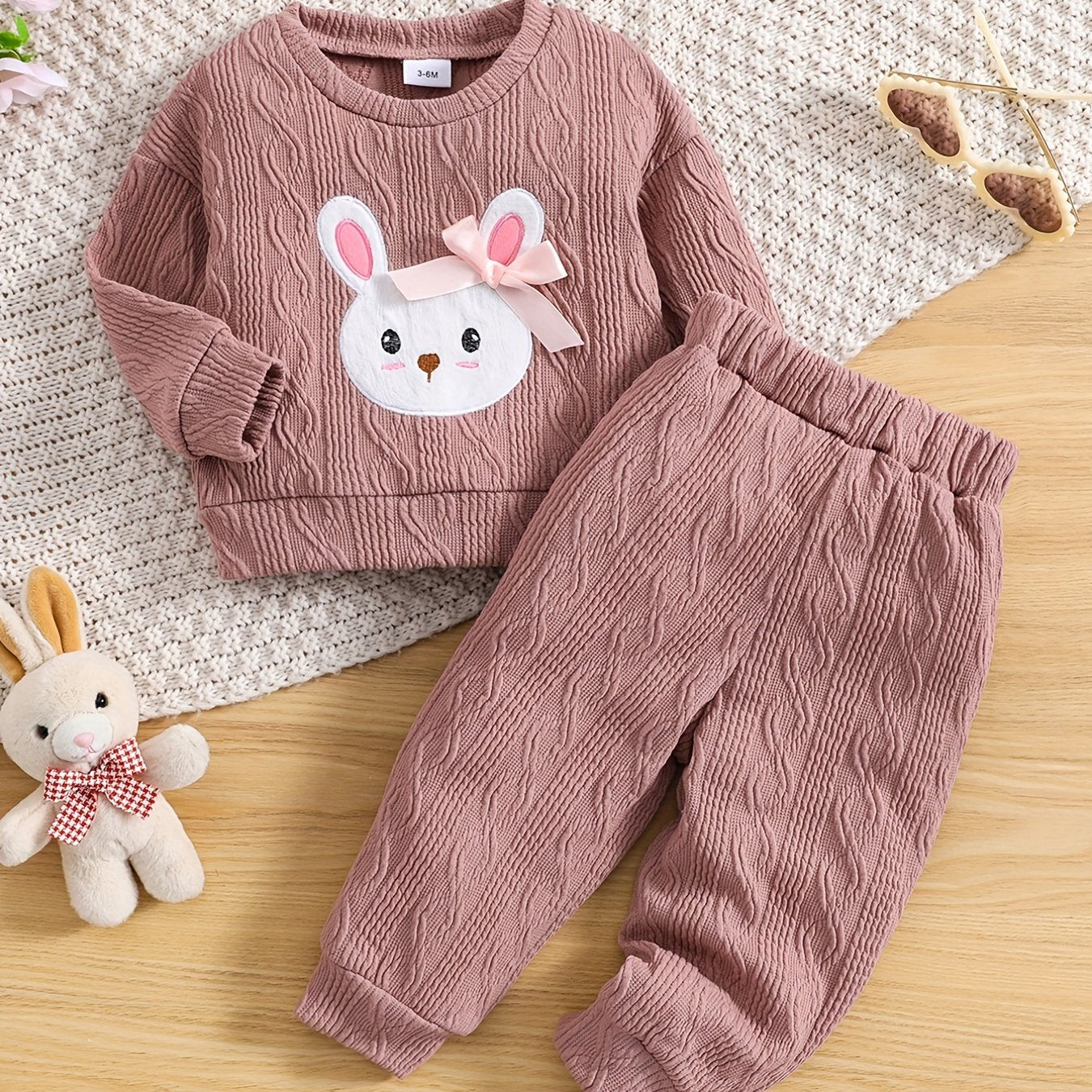 Bunny Print Sweatshirt Top Baby Girls Outfit