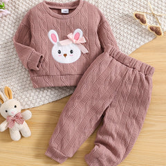 Bunny Print Sweatshirt Top Baby Girls Outfit