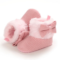 Bowknot Comfortable Boots For Baby Girls Soft Warm Plus Fleece Boots