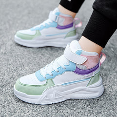 Girls High Top Sneakers Hook Loop Fastener Anti Slip Skateboard Shoes